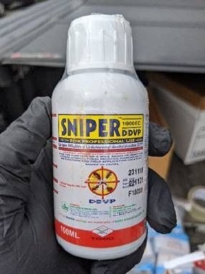 Bottle of unregistered pesticide