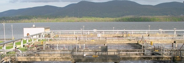 A sewage treatment plant on the Hudson River