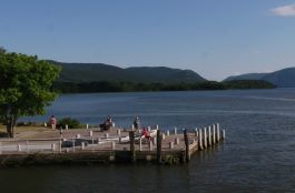 View of Long Dock on the Hudson in Beacon with the Hudson Highlands in the distance.