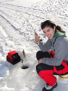 Female Angler Ice fishing 
