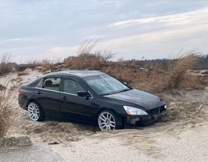 Vehicle parked in the sand