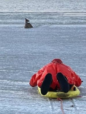 Deer rescued from ice in Suffolk County