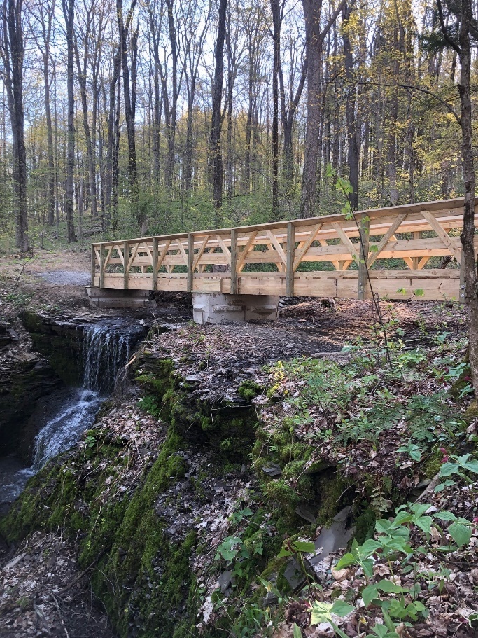 A new and improved bridge over a creek crossing at morgan hill state forest 