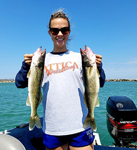 Angler with Lake Erie walleye