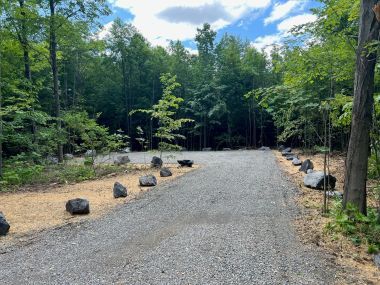 A new gravel parking lot at Potato Hill State Forest