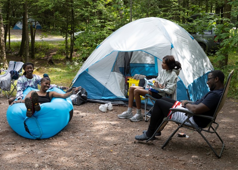 A family camping