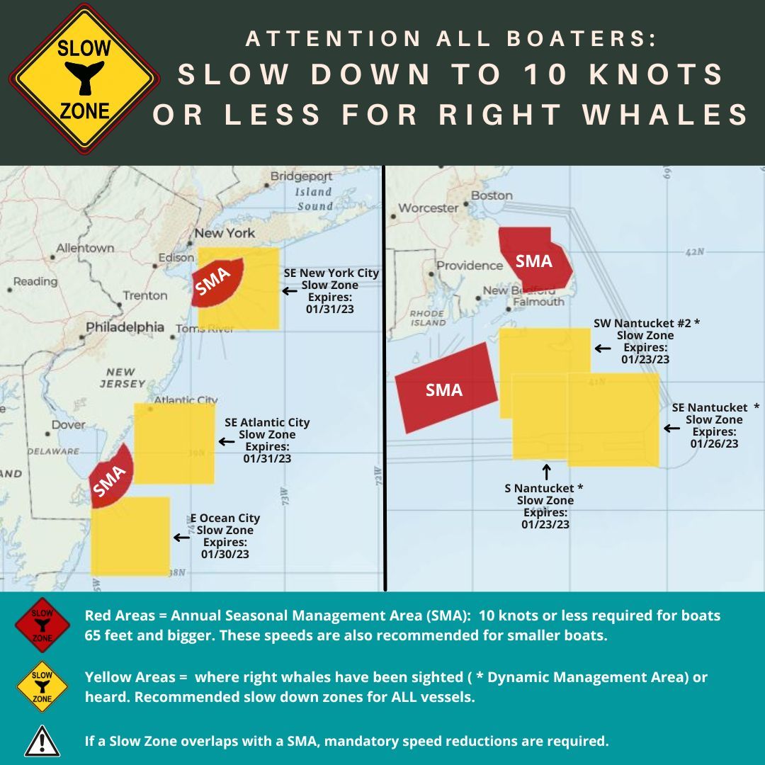 NOAA Fisheries Right Whale Slow Zones Map