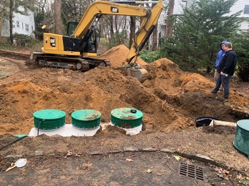 Installation of I/A OWTS at a residence in Manhasset. Photo credit: NCSWCD 
