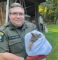 ECO with rescued great horned owl