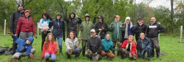 A group of volunteers posing for a photo.