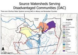 Map of source water locations in Albany and Rensselaer counties. 