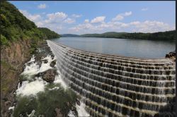 Croton Reservoir with showing new spillway.