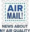 A postage stamp that says Air Mail! News about NY air Quality
