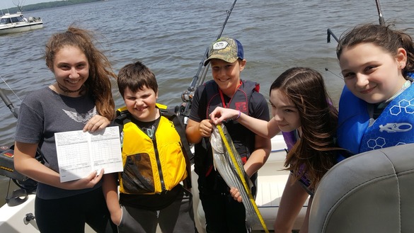 5 youths measuring a fish