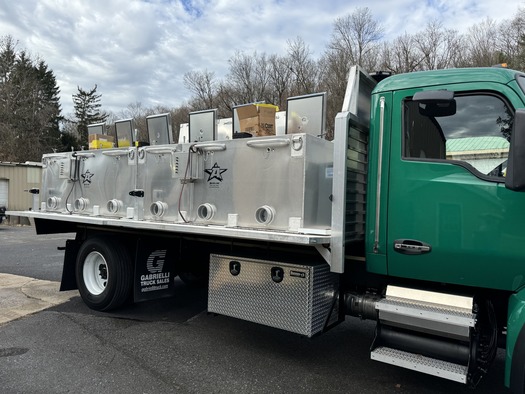 Truck with holding tanks for fish transportation