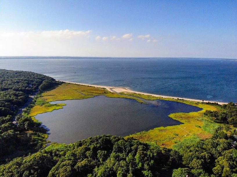Aerial View of waterbody in Peconic Estuary
