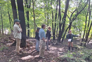 Brent Knepper sharing plans to convert a Norway maple stand at Hasbrouck Park