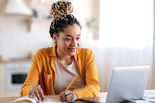 Woman using a laptop