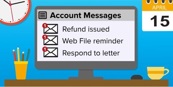 Computer monitor showing notifications for Online Services messages
