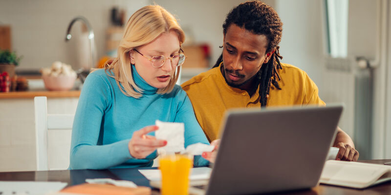 Couple paying tax bill online
