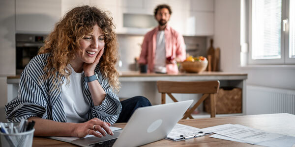 Woman getting ready to file her tax return on her computer