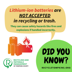 Lithium-ion Batteries not accepted in recycling or trash
