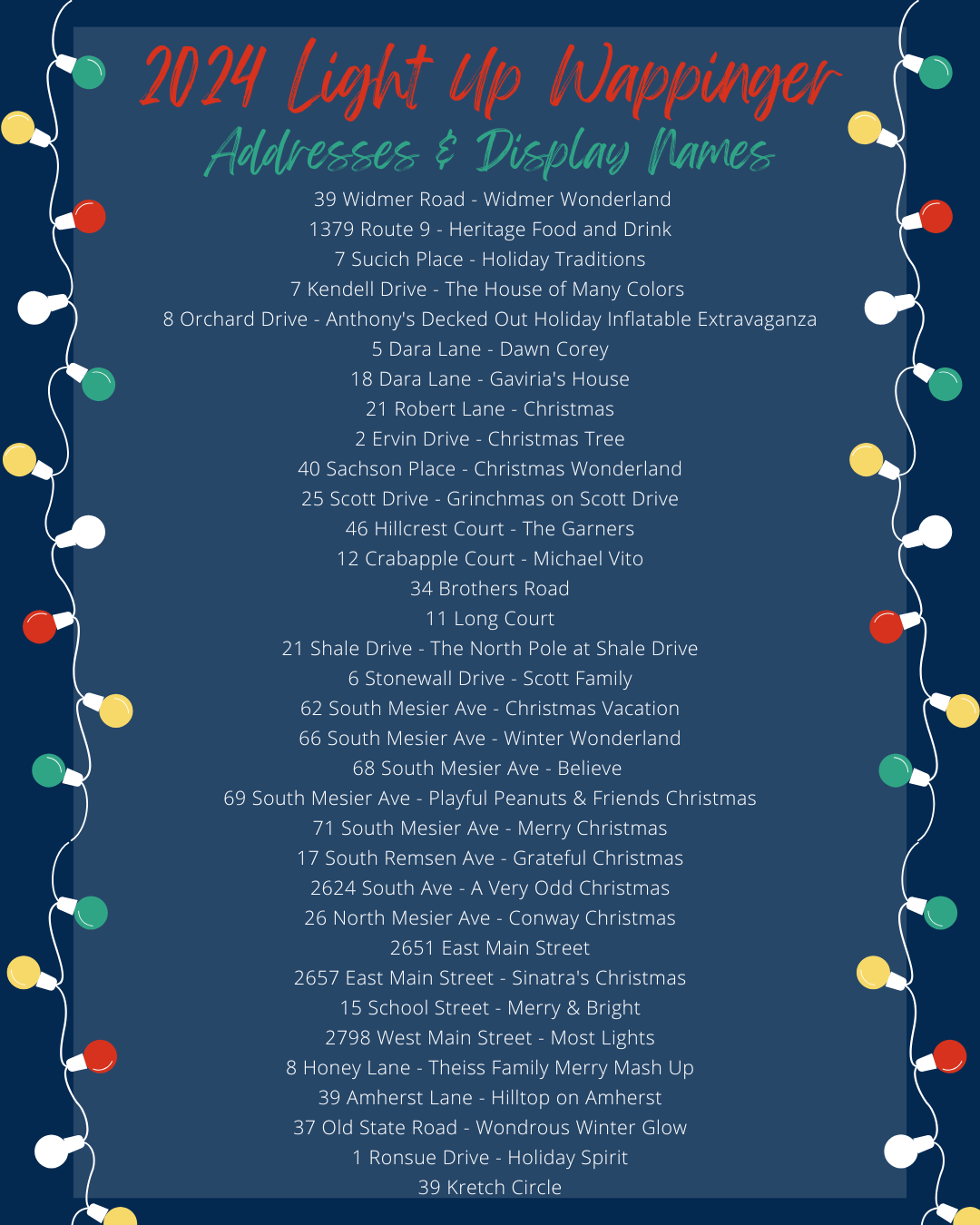 2024 Holiday Light Address & Display Names