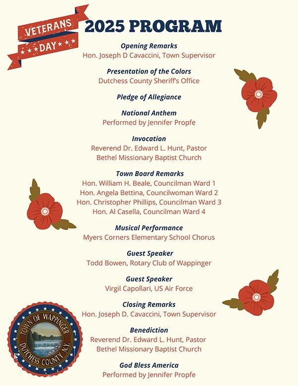 November 11 - Veterans PROGRAM Ceremony Town of Wappinger