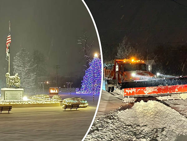 Schlathaus park during winter snow & highway snow plow