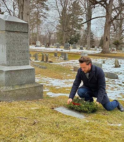 Supervisor Cavaccini laying Wreaths in Wappinger Village Cemetary 