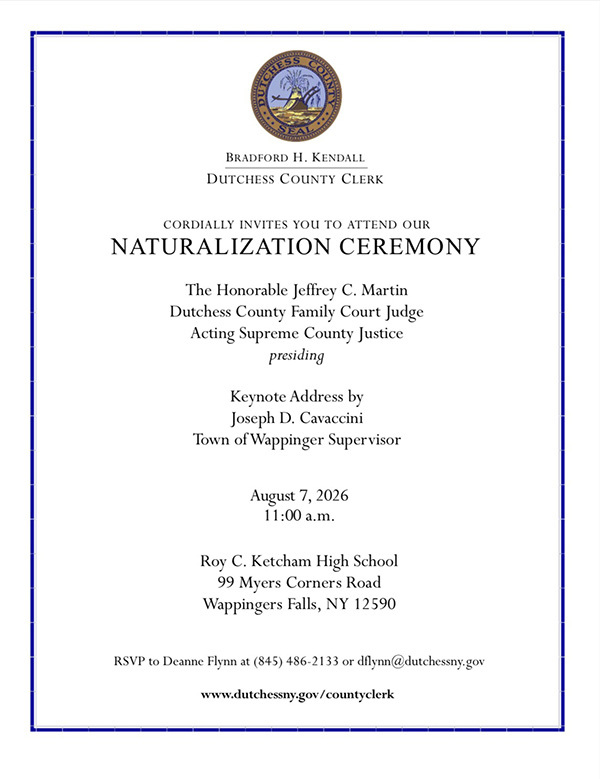 8-7 11am Dutchess County Naturalization Ceremony