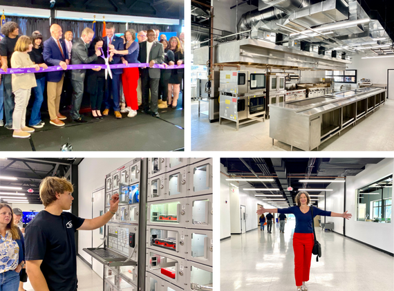 Collage of images from iPark BOCES ribbon cutting and tour