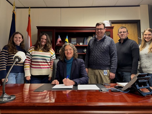 County Executive Metzger Signing the Budget with the Budget Department