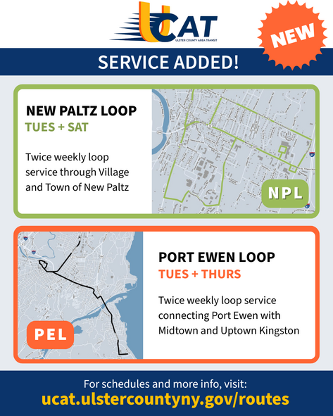UCAT service expansion for New Paltz and Port Ewen Loops