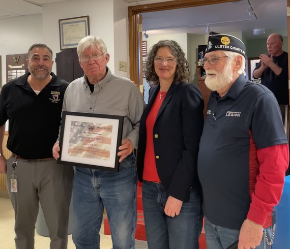 County Executive Metzger and VSA Director Cozzupoli honoring Vet of the Month John Nilsen