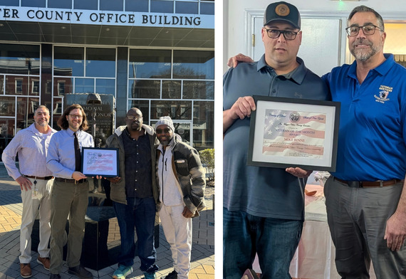 Collage of the February and March veterans of the month getting their certificates