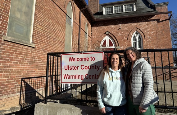 County Executive Metzger and Jeanne Edwards outside the warming center