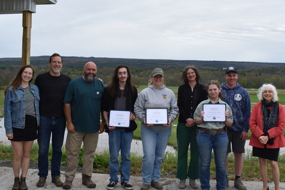 County Executive Metzger with the scholarship winners, FFA Advisors MacKenzie Lawrence, and RVGA leaders at Kelder's Farm