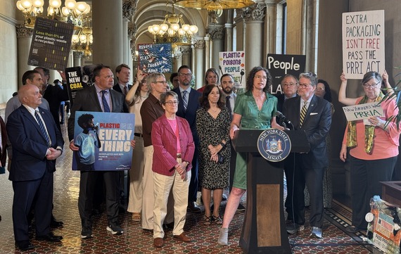 County Executive Metzger speaking at the PRRIA press conference alongside State legislators and environmental advocates