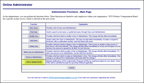 eCase Administrator Page