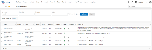 Browse Queries Screen