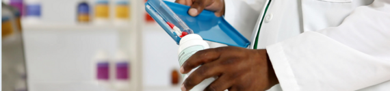 A pharmacist preparing a prescription.