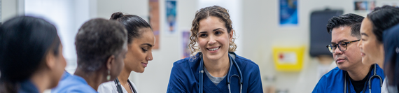 A team of medical professionals having a meeting.