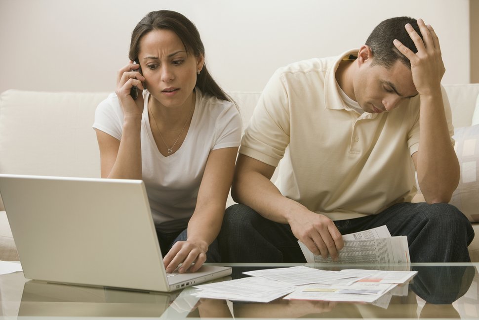Stress Hispanic Financial Couple