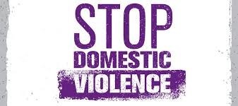 Purple text: Stop Domestic Violence