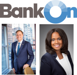 Bank On: Headshots of Tim Spence, president of Fifth Third Bancorp and Stefanie Steward-Young, chief corporate social responsibility officer