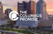 Downtown Columbus. Text, Columbus Promise