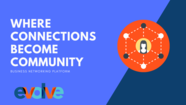 Text: Where connections become community. EVOLVE logo