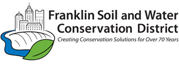 Franklin Soil and Water Conservation District logo with trees, city landscape, and river