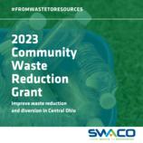 SWACO graphic with the words "2023 Community Waste Reduction Grant" on it. Background is greenish